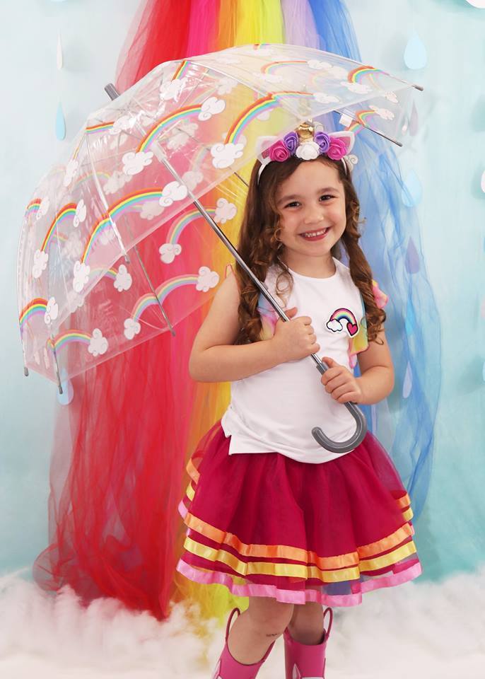 Kate Rainy Spring Rainbow Flowers Children Backdrop Designed by Leann West - Kate Backdrop AU