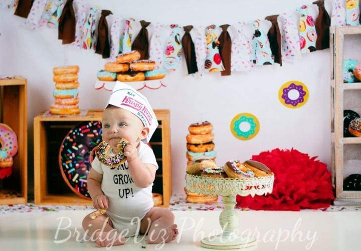 Kate Chocolate Donut Banners Children Backdrop - Kate Backdrop AU