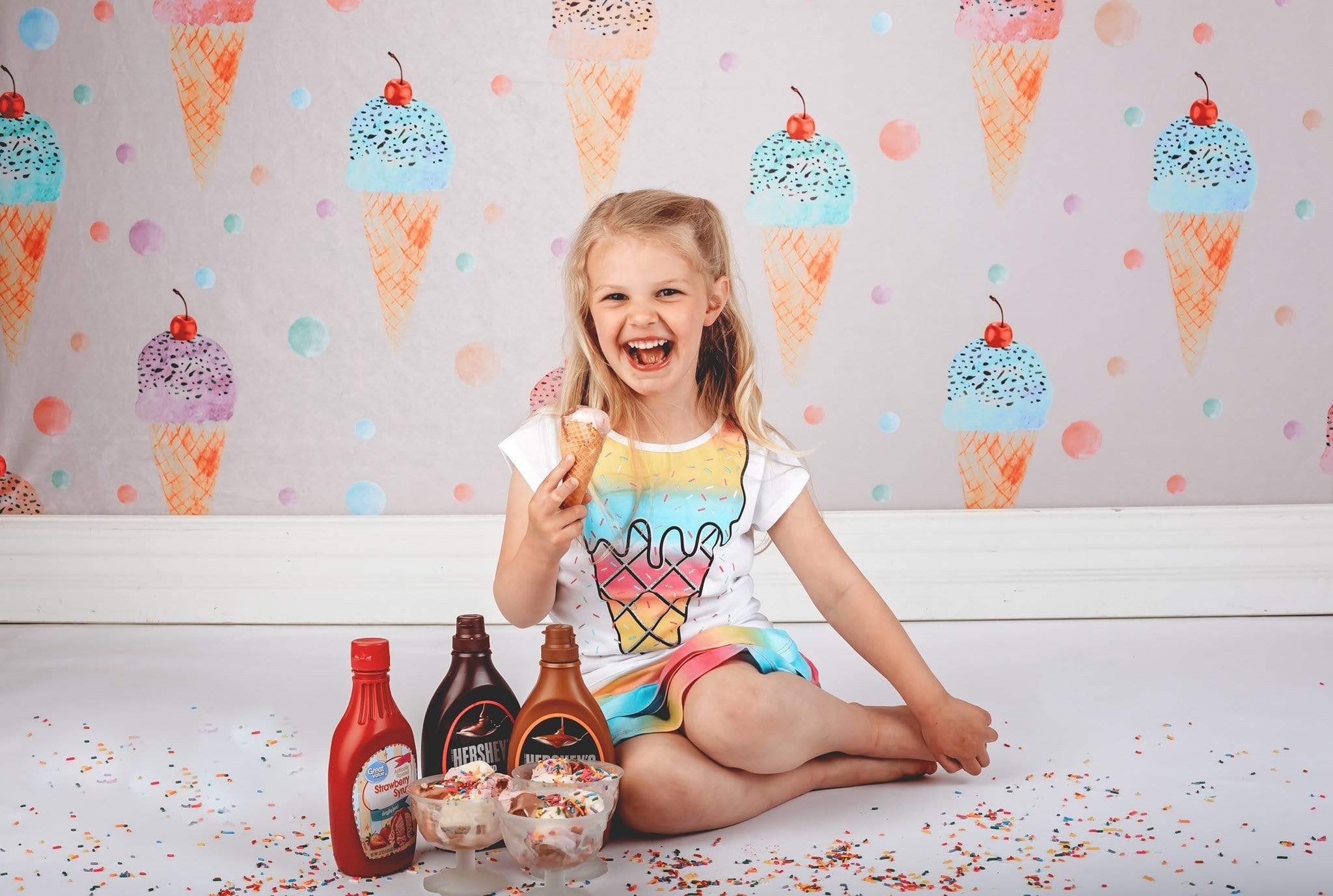 Kate Beige Cute Ice-cream Summer Backdrop for Photography designed by Jerry_Sina - Kate Backdrop AU
