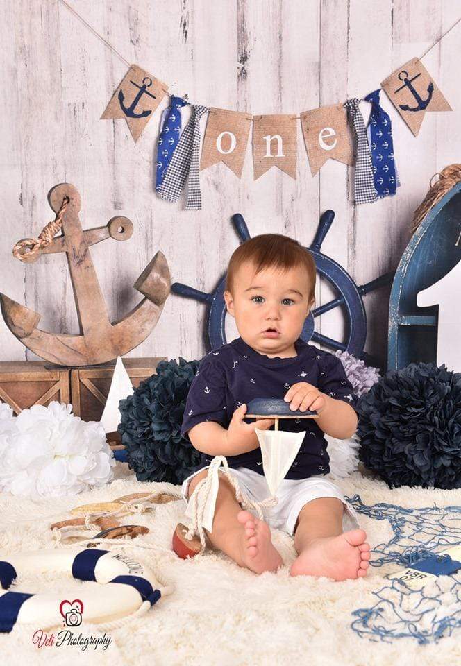 Kate Rudder Anchor Sailor Children Backdrop for Summer cake smash Designed by Mandy Ringe Photography