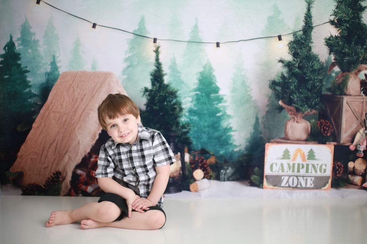 Kate Forest Camping Tent and Lamp Children Summer Backdrop for Photography Designed by Megan Leigh Photography - Kate Backdrop AU