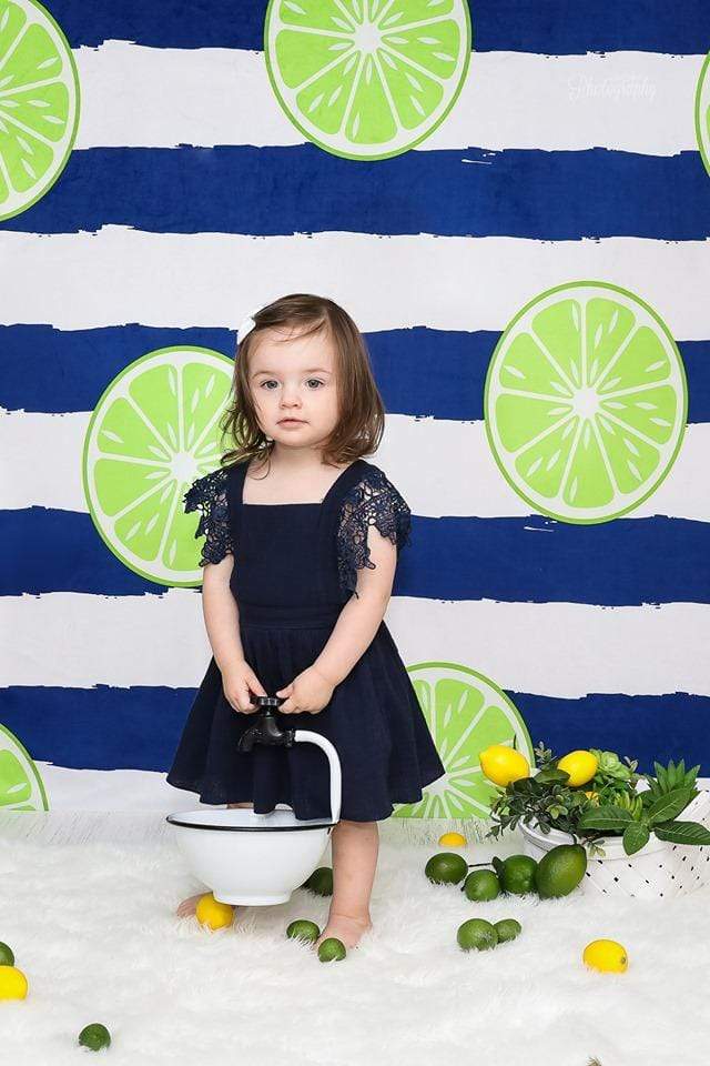 Kate Lemons Blue and White Stripe Backdrop for Photography Summer Holiday Children