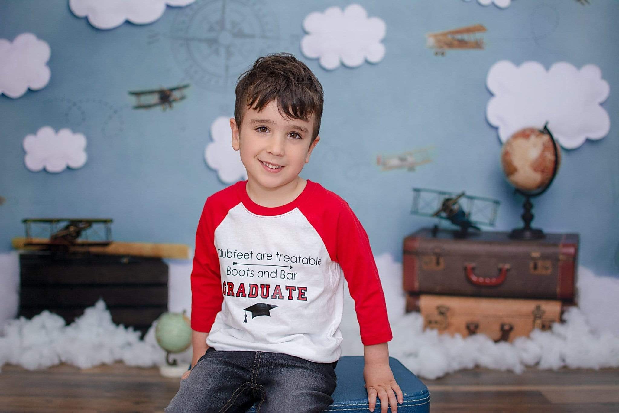 Kate Come Fly with Me Cloud Back to School Children Backdrop for Photography Designed by Erin Larkins - Kate Backdrop AU