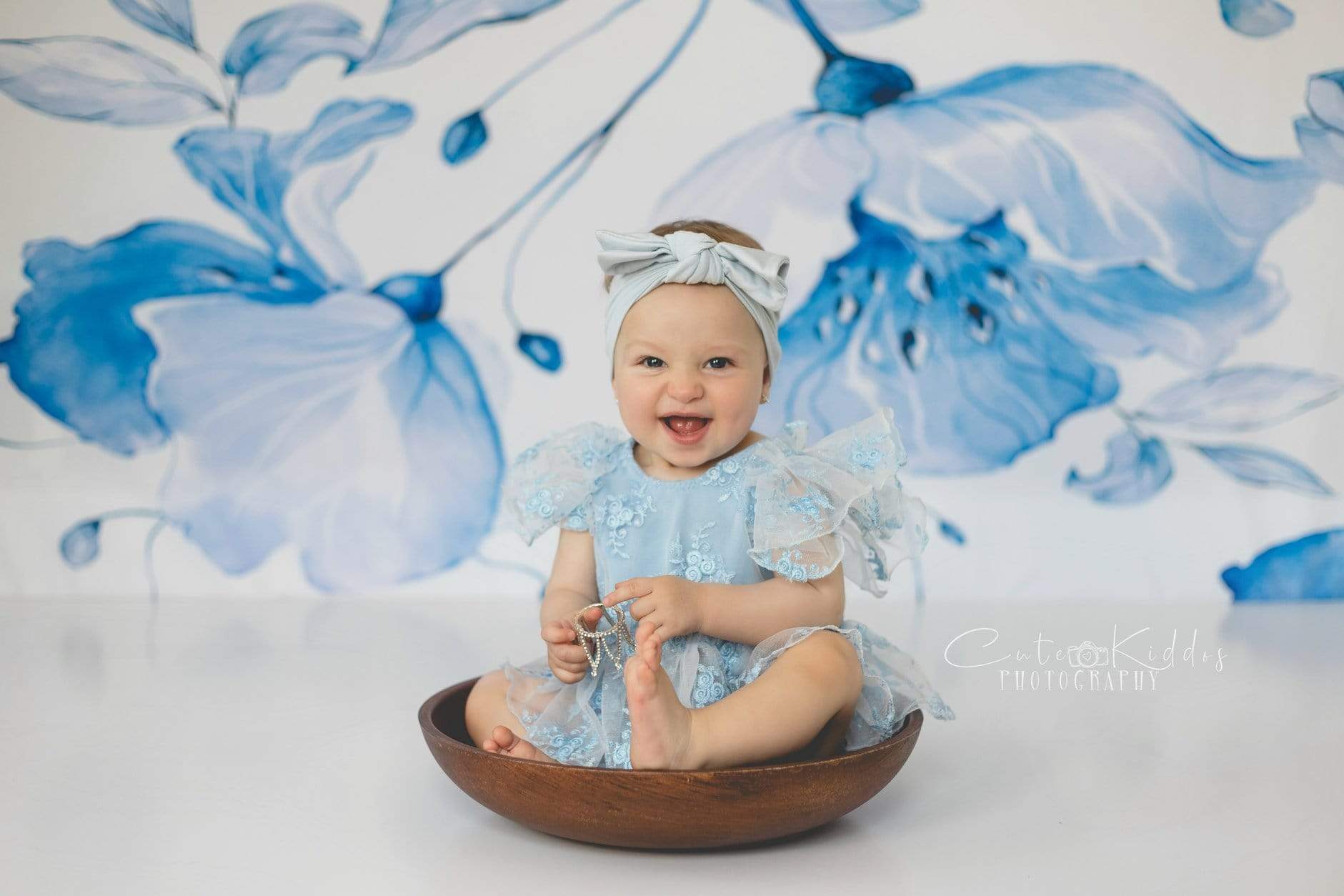 Kate Retro Blue Flower Backdrop for Photography - Kate Backdrop AU
