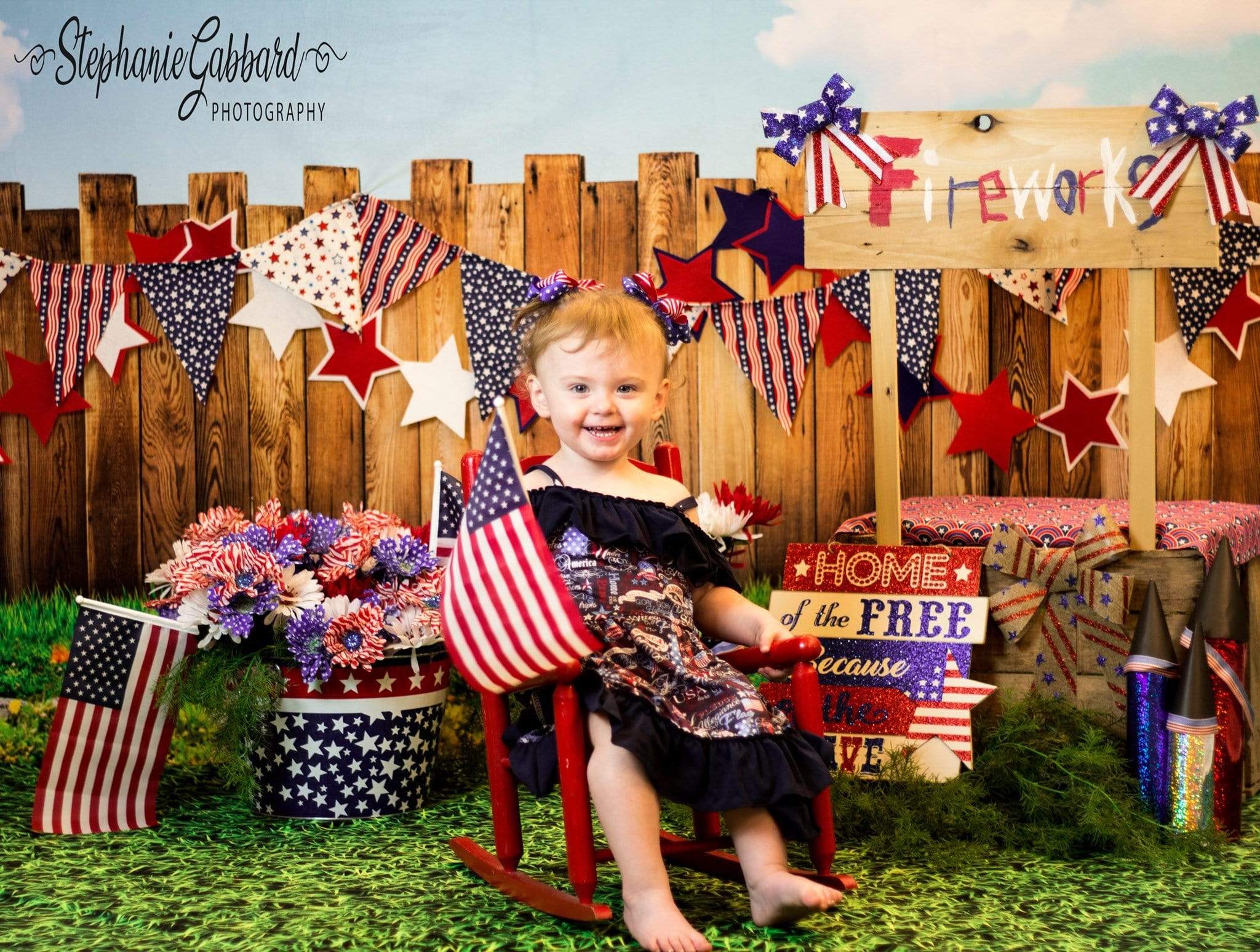 Kate American Firework 4th of July Children Backdrop for Photography Designed by Stephanie Gabbard
