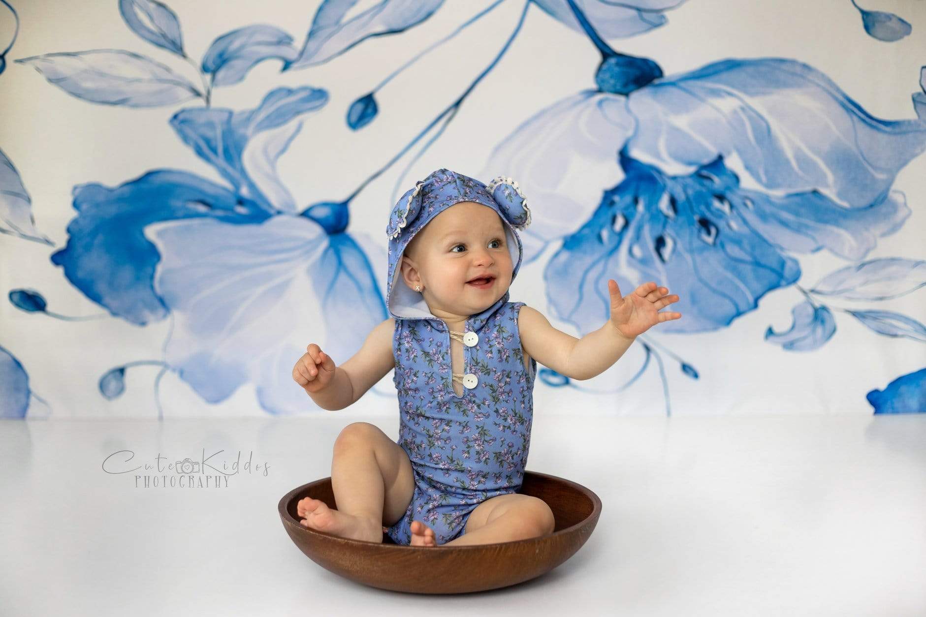 Kate Retro Blue Flower Backdrop for Photography - Kate Backdrop AU