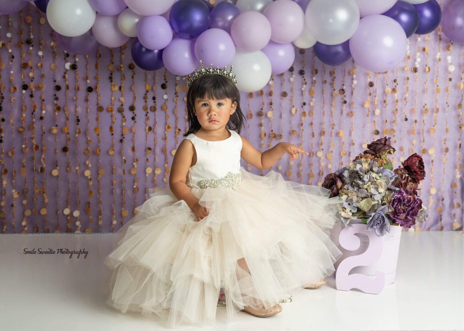 Kate Purple Gold Dots Children Birthday Backdrop for Photography Designed by Lisa B - Kate Backdrop AU