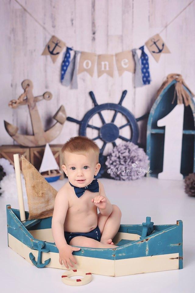 Kate Rudder Anchor Sailor Children Backdrop for Summer cake smash Designed by Mandy Ringe Photography