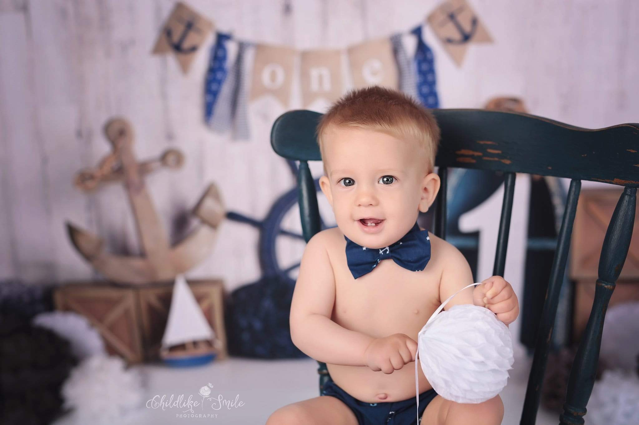 Kate Rudder Anchor Sailor Children Backdrop for Summer cake smash Designed by Mandy Ringe Photography