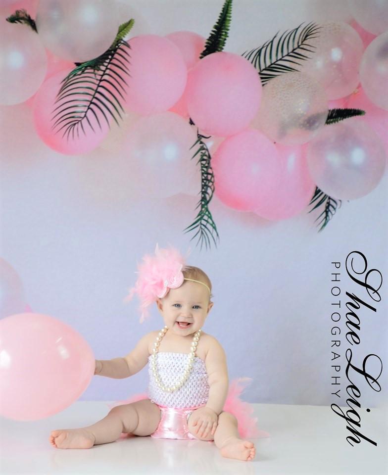 Kate Pink Balloon Garland Birthday Backdrop for Photography Designed by Megan Leigh Photography - Kate Backdrop AU
