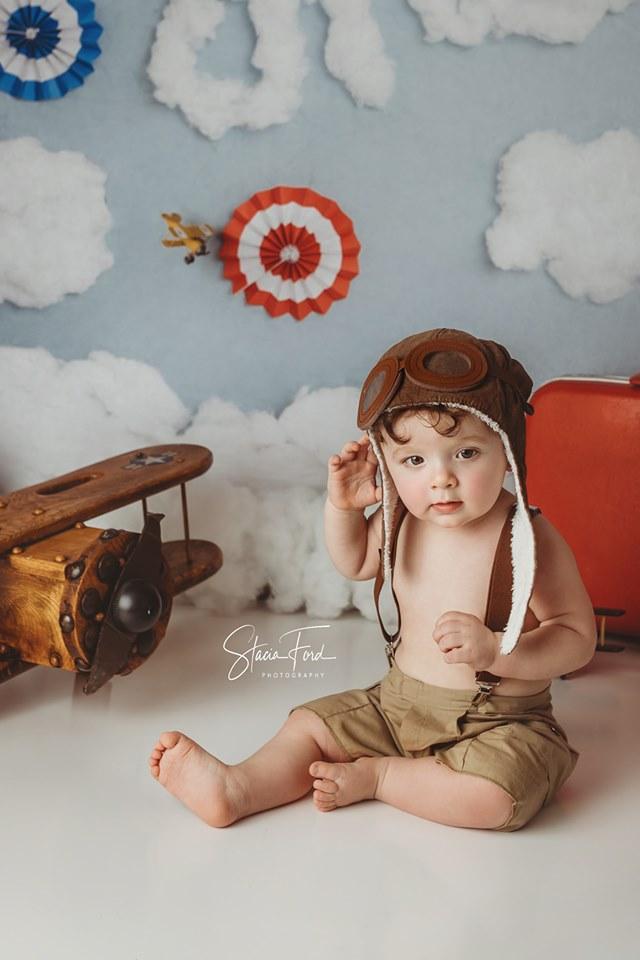 Kate Time Flies Clouds Birthday Children Backdrop for Photography Designed by Lisa B - Kate Backdrop AU