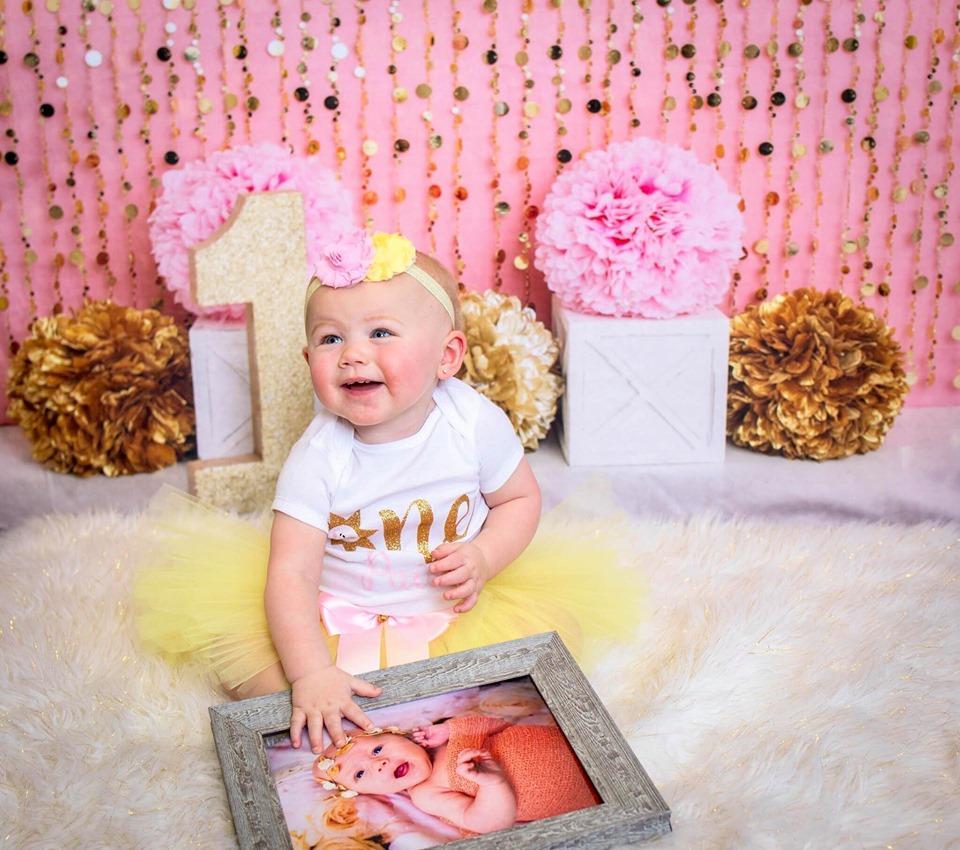 Kate Pink Gold Birthday Backdrop for Photography Designed by Lisa B - Kate Backdrop AU