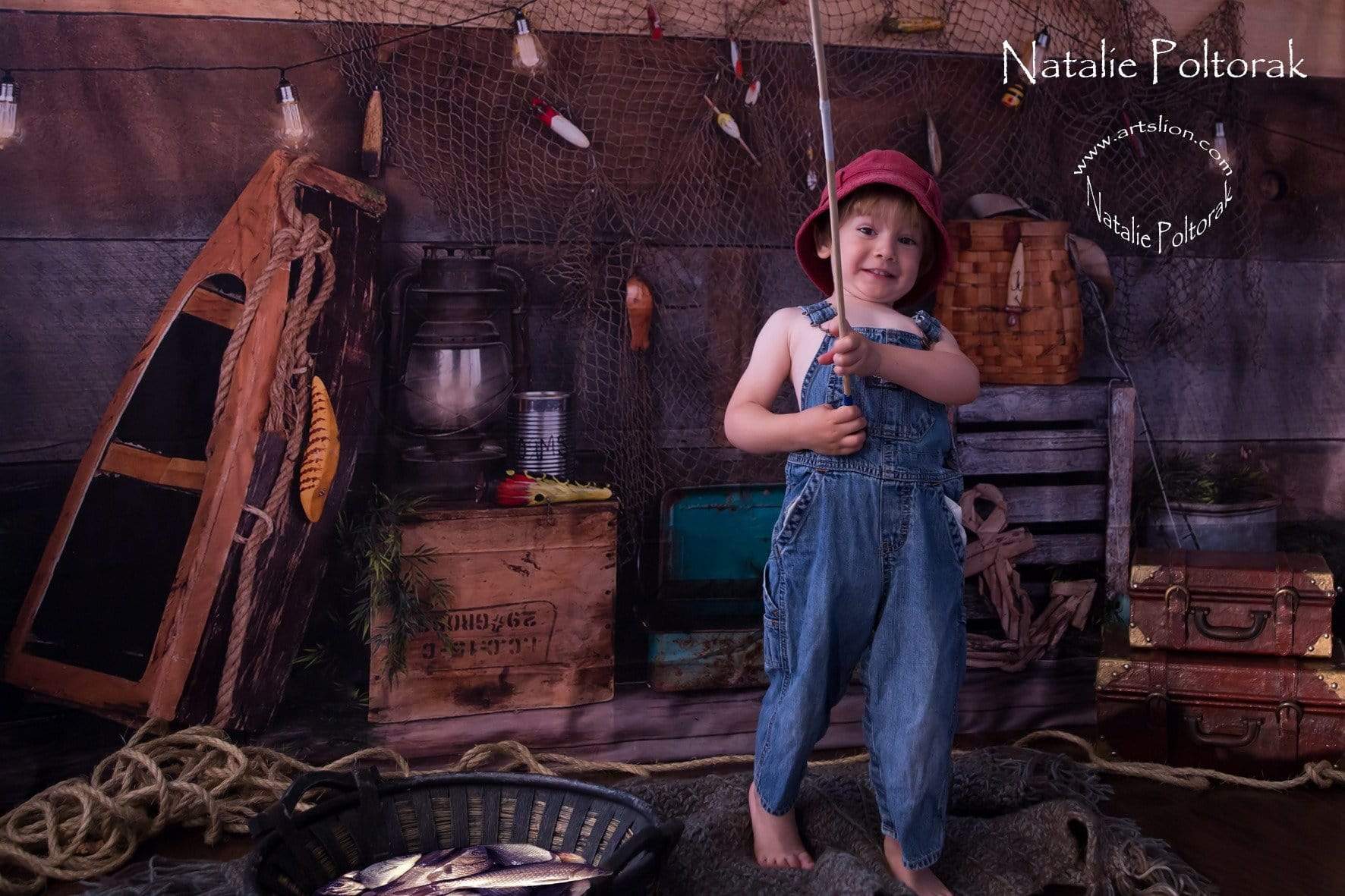Kate Go Fishing Children Backdrop for Photography Designed By Arica Kirby - Kate Backdrop AU