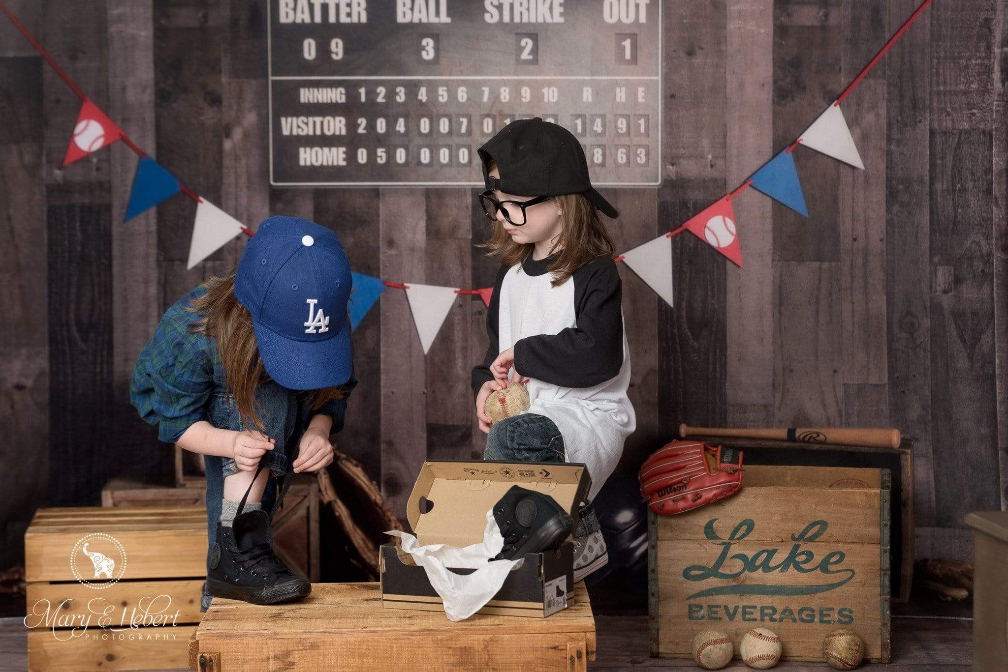 Kate Vintage Baseball with Scoreboard Sport Backdrop for Photography Designed By Mandy Ringe Photography - Kate Backdrop AU