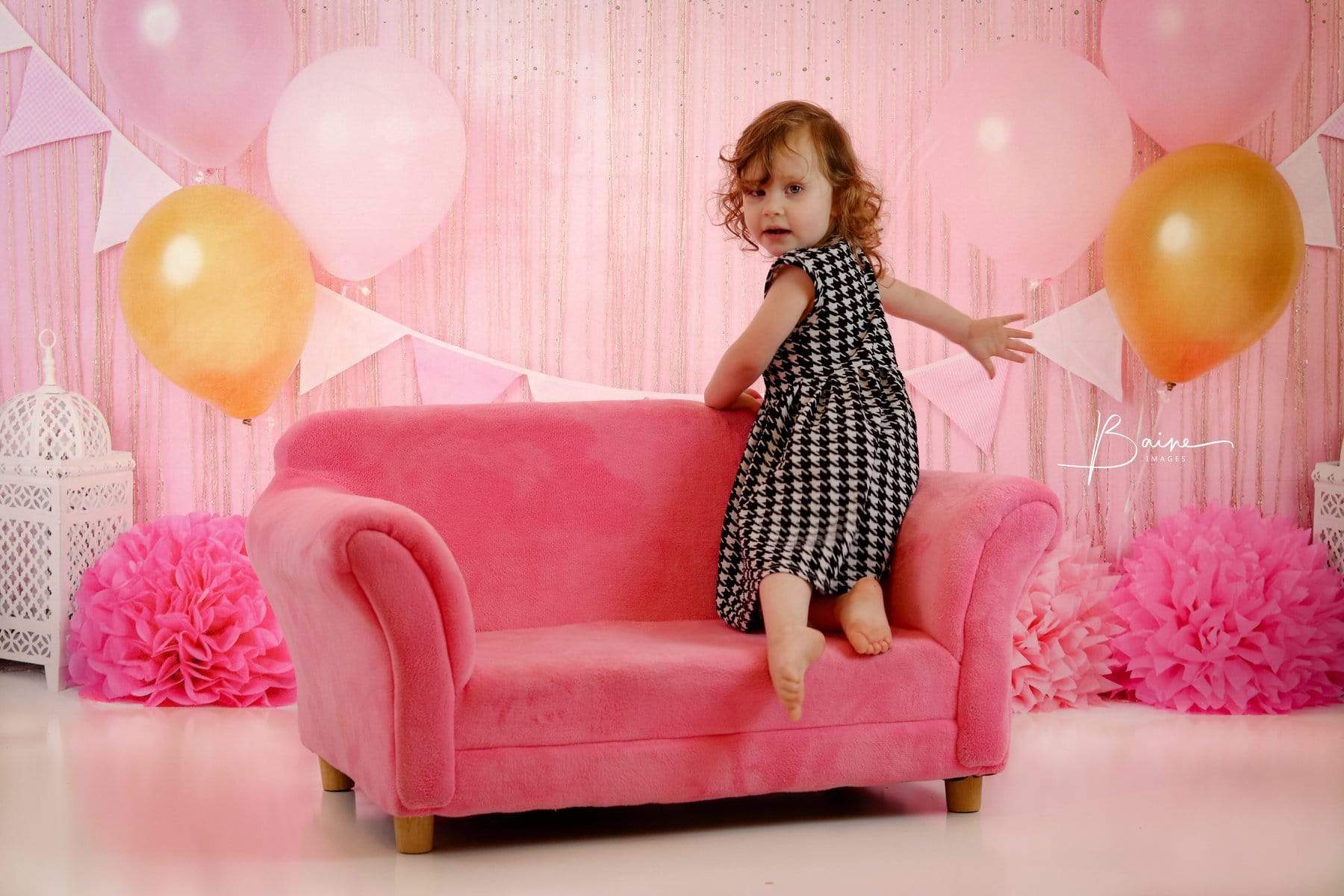 Kate Pink and Gold Birthday Glitter Backdrop for Photography