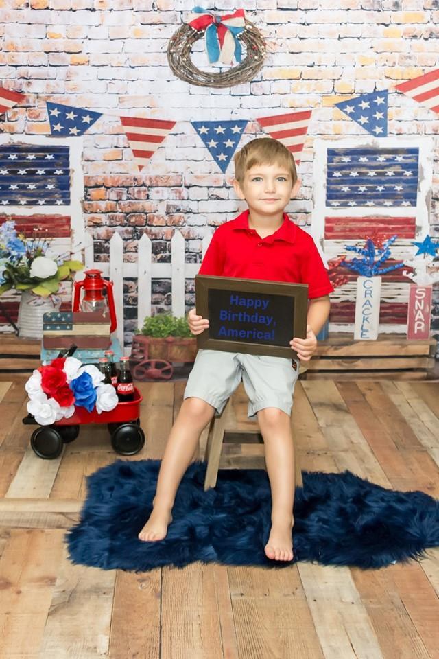 Kate Retro Brick with Banners Independence Day Backdrop for Photography Designed by Leann West