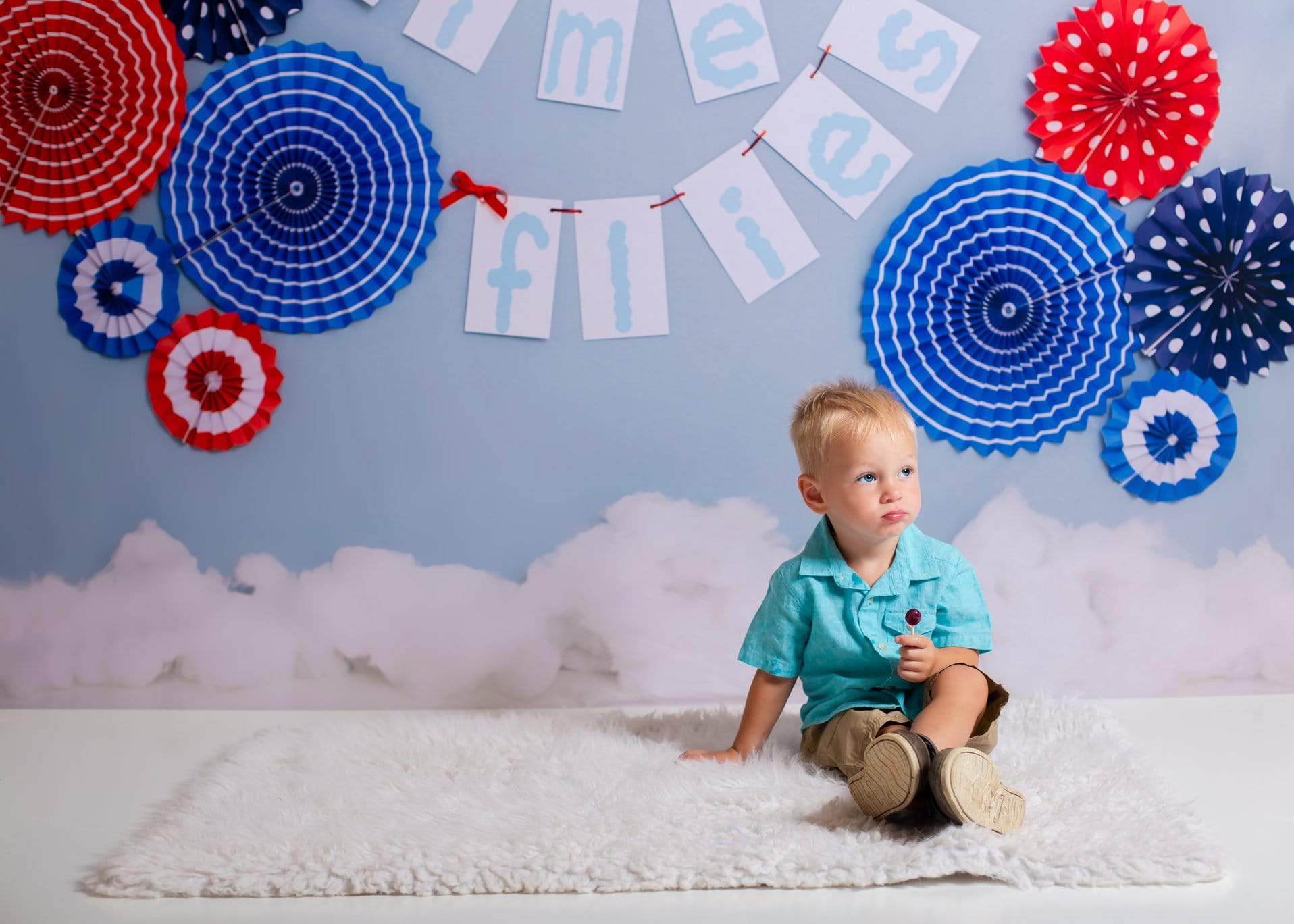 Kate Time Flies Children july of 4th Backdrop for Photography Designed by Lisa B