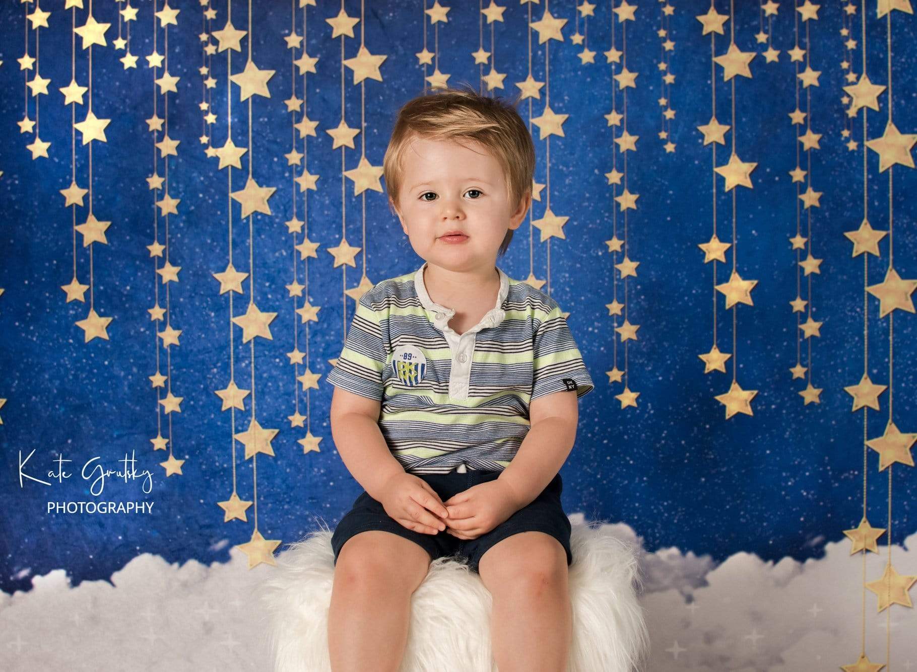 Kate Night Sky with Bling Stars and Clouds Children Backdrop for Photography Designed by JFCC - Kate Backdrop AU