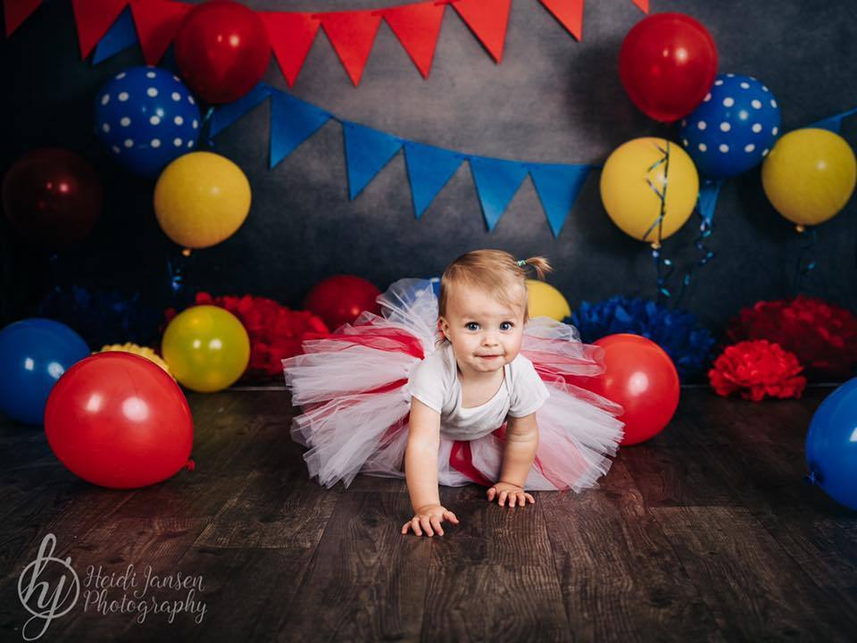 Kate Primary Party with Balloons Backdrop for Children Photography Designed By Tyna Renner - Kate Backdrop AU