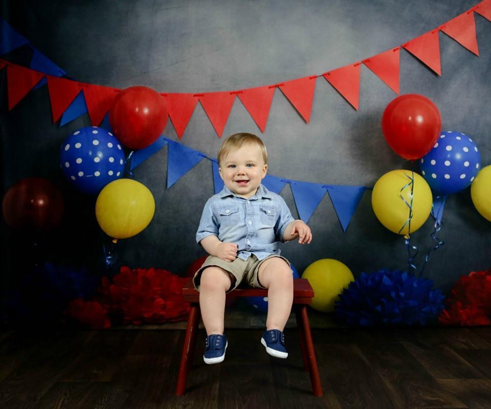 Kate Primary Party with Balloons Backdrop for Children Photography Designed By Tyna Renner
