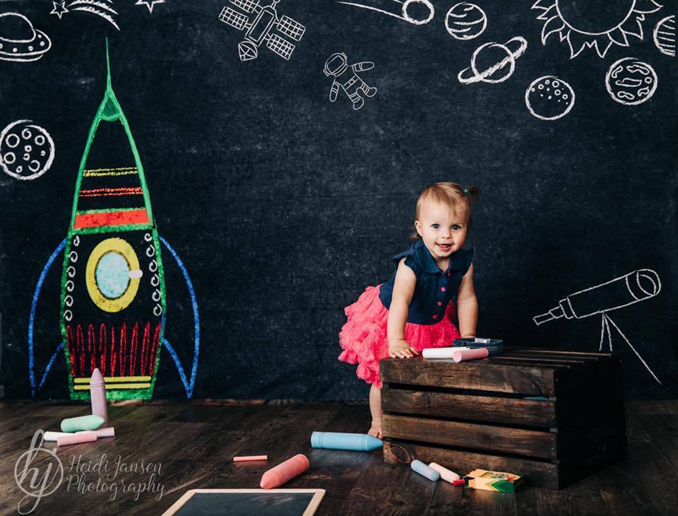 Kate Back to School Space Backdrop for Photography Designed by Marina Smith - Kate Backdrop AU