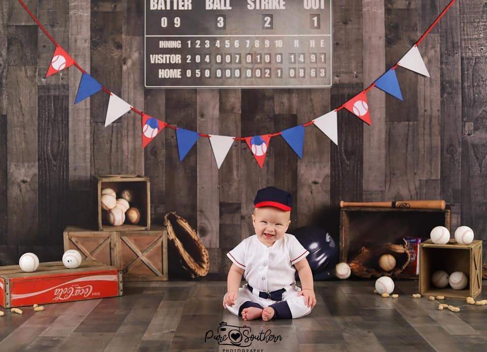 Kate Vintage Baseball with Scoreboard Sport Backdrop for Photography Designed By Mandy Ringe Photography - Kate Backdrop AU