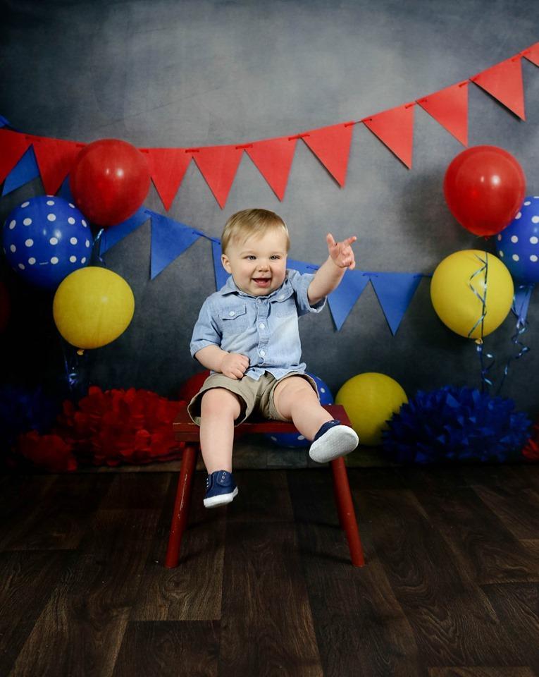 Kate Primary Party with Balloons Backdrop for Children Photography Designed By Tyna Renner - Kate Backdrop AU