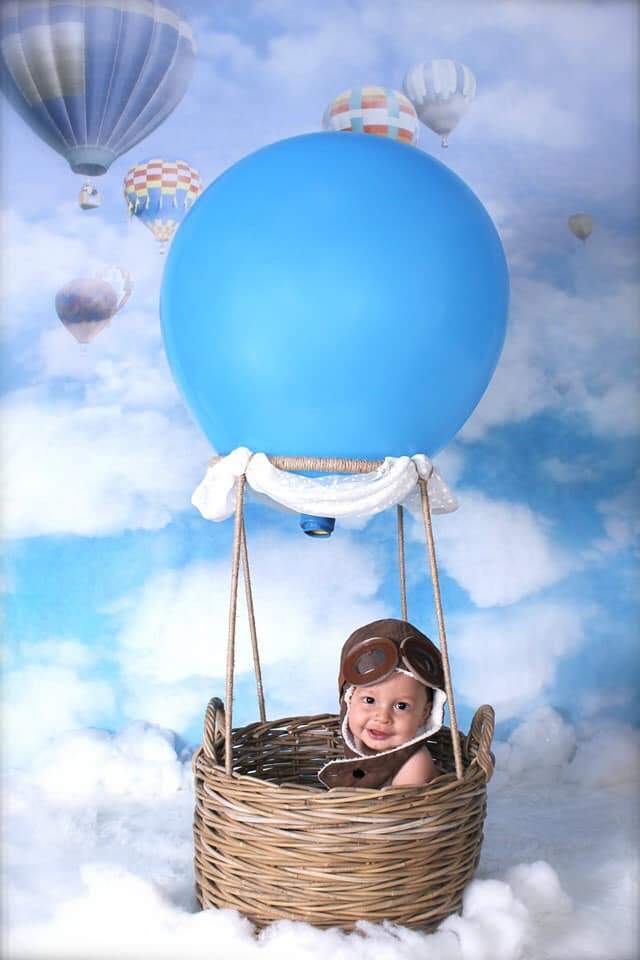 Kate Blue Sky Cloud Hot Air Colored Balloon Backdrop For Children