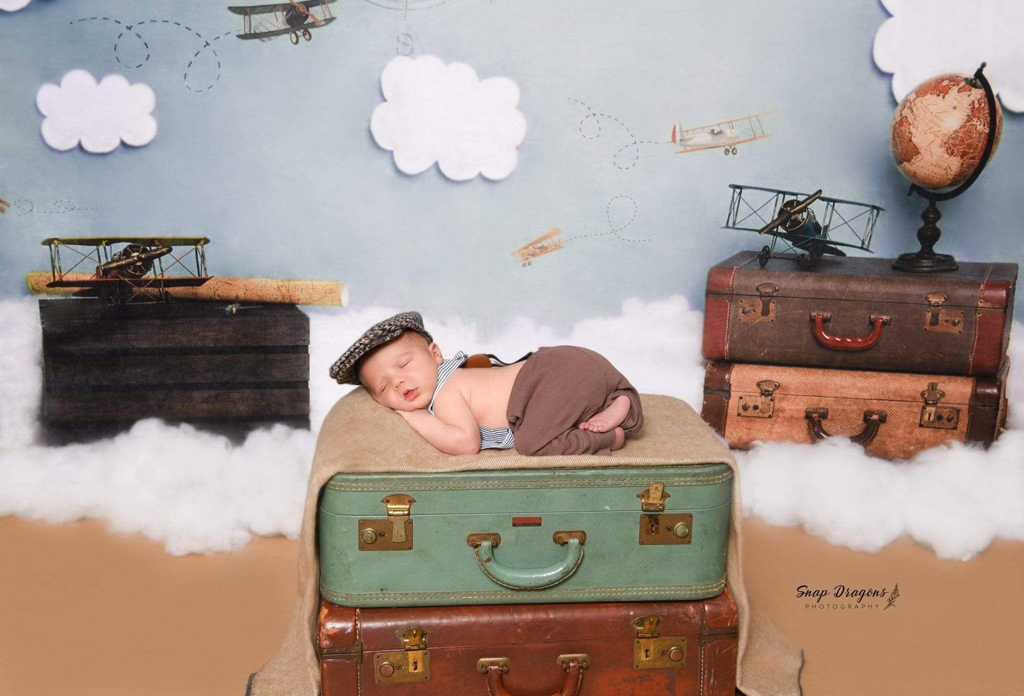 Kate Come Fly with Me Cloud Back to School Children Backdrop for Photography Designed by Erin Larkins