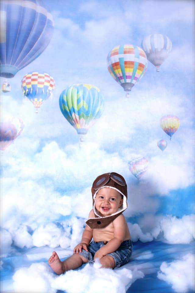 Kate Blue Sky Cloud Hot Air Colored Balloon Backdrop For Children