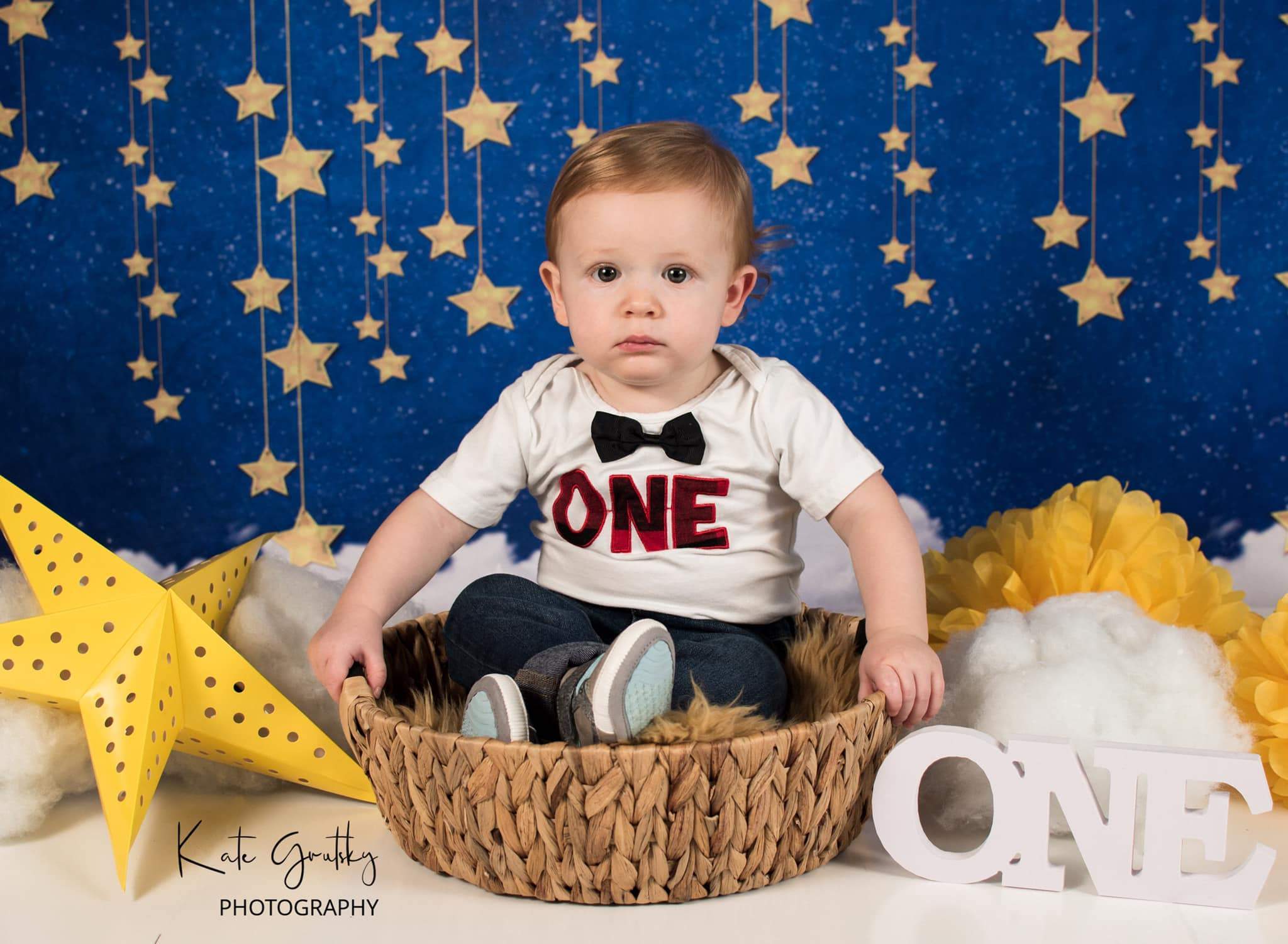 Kate Night Sky with Bling Stars and Clouds Children Backdrop for Photography Designed by JFCC - Kate Backdrop AU