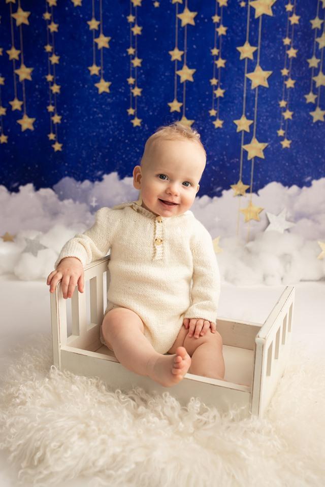 Kate Night Sky with Bling Stars and Clouds Children Backdrop for Photography Designed by JFCC - Kate Backdrop AU