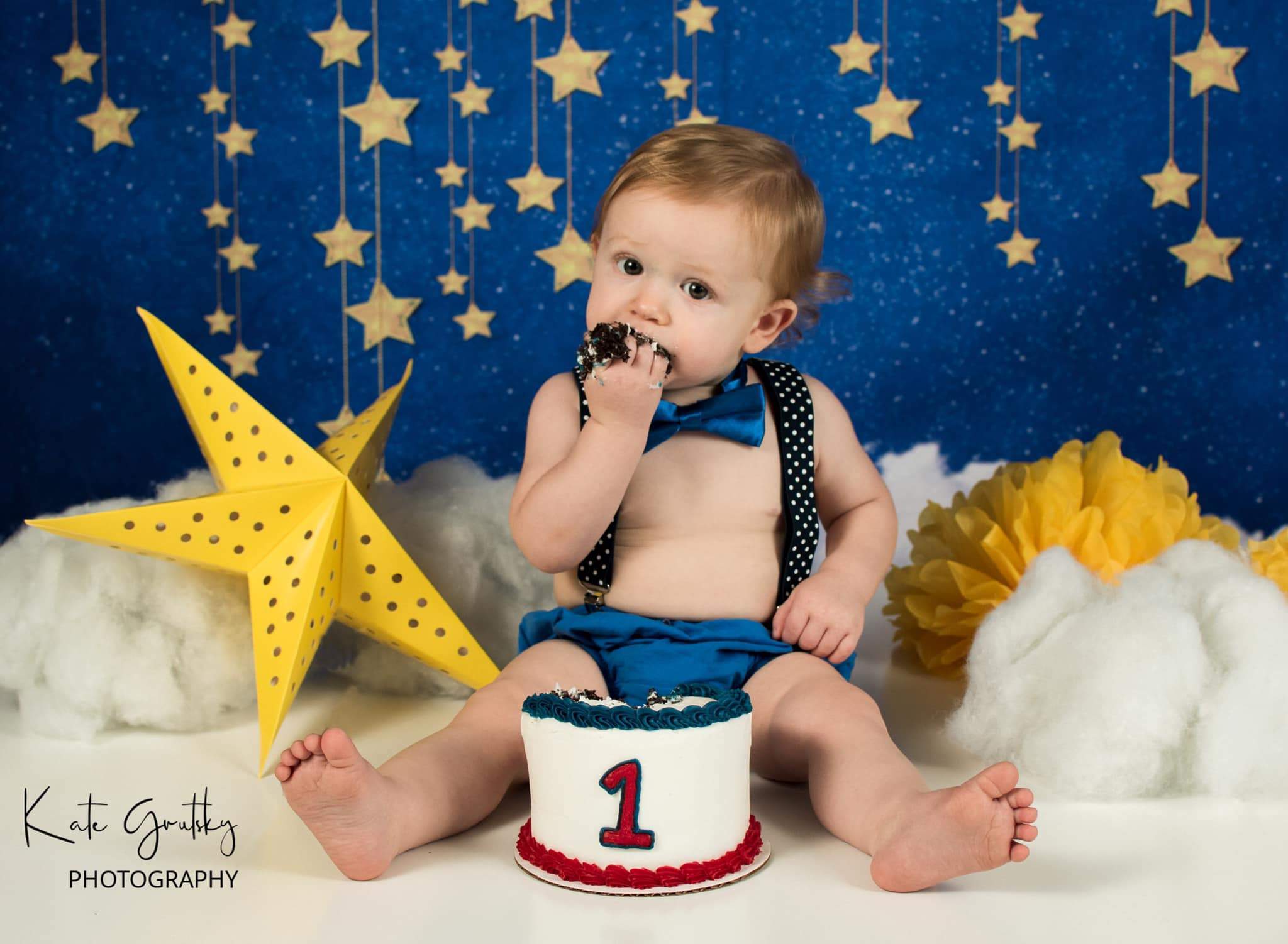 Kate Night Sky with Bling Stars and Clouds Children Backdrop for Photography Designed by JFCC - Kate Backdrop AU