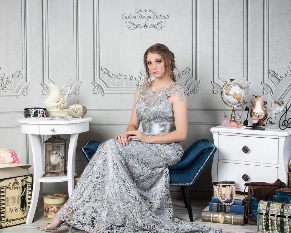 Kate White Vintage Wall with Dressing Table Backdrop for Photography Designed by Lisa Olson