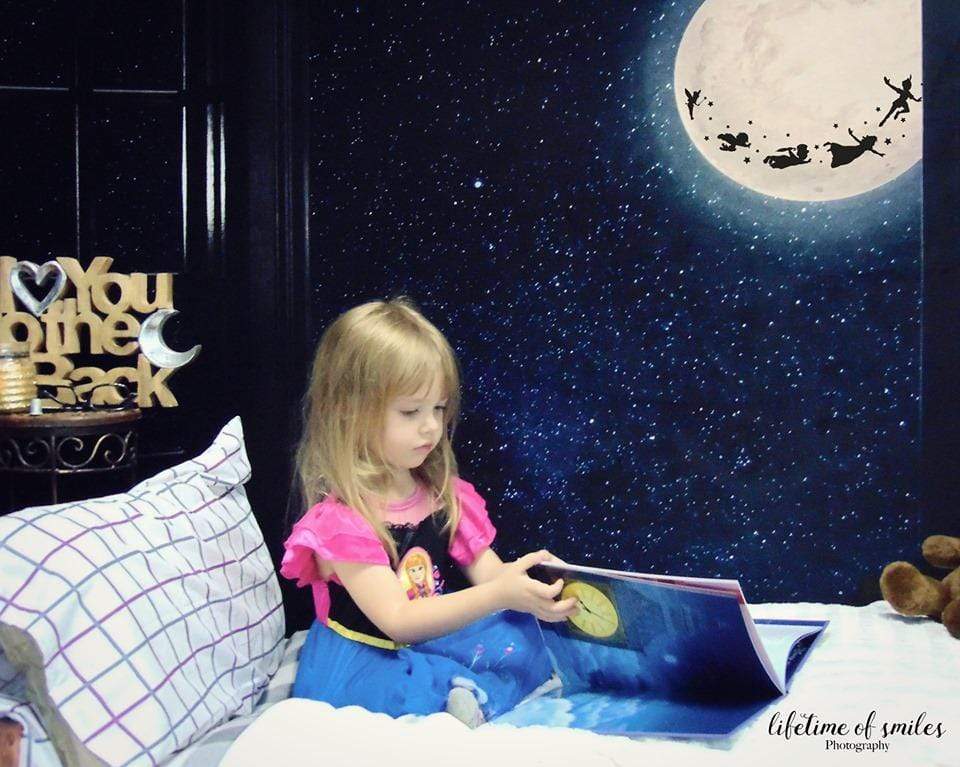 Kate Window Night with Moon and Star View Backdrop Designed By Jerry_Sina - Kate Backdrop AU