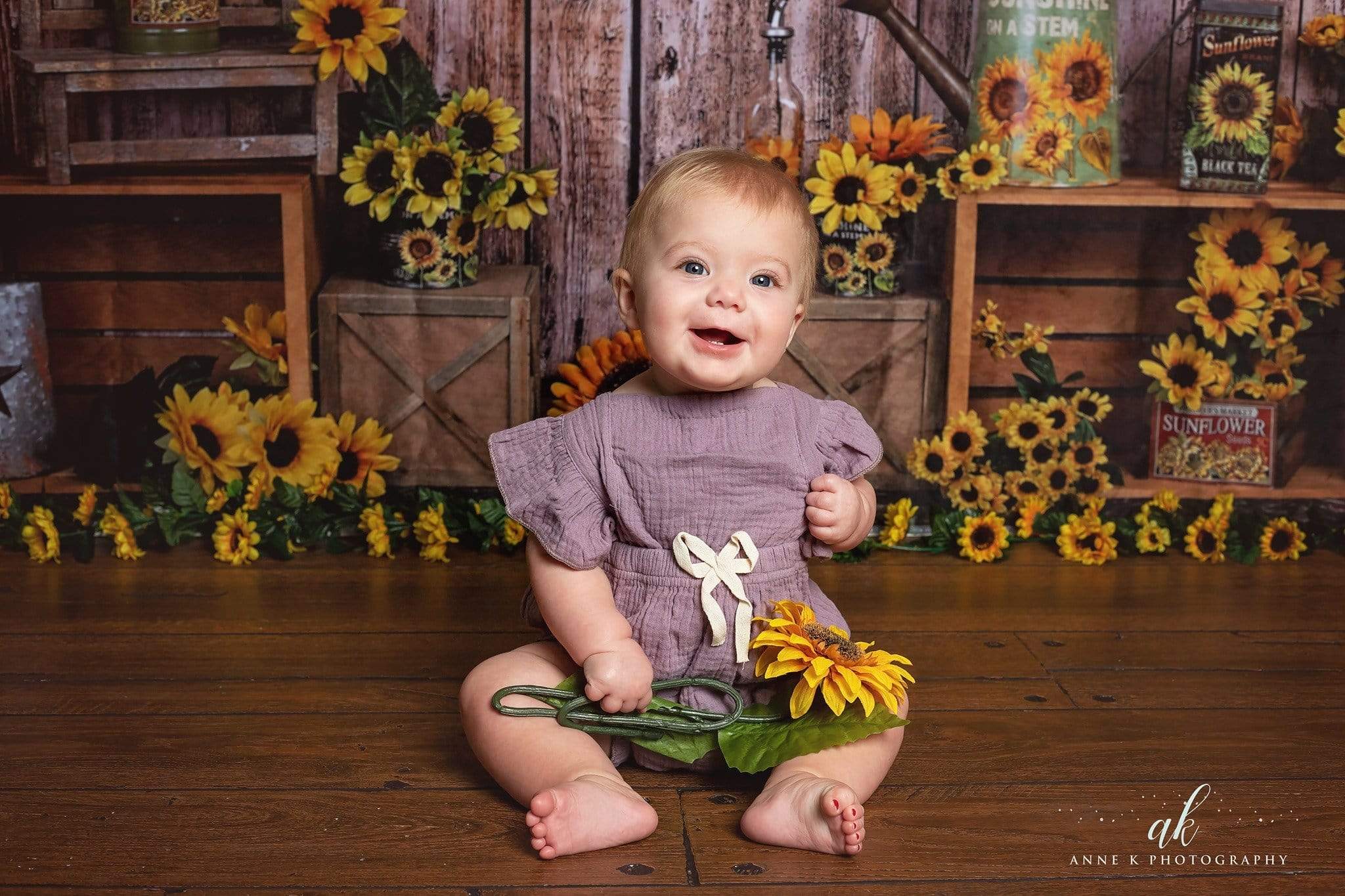 Kate Spring Sunflower Gift Shop Wood Fall Backdrop - Kate Backdrop AU
