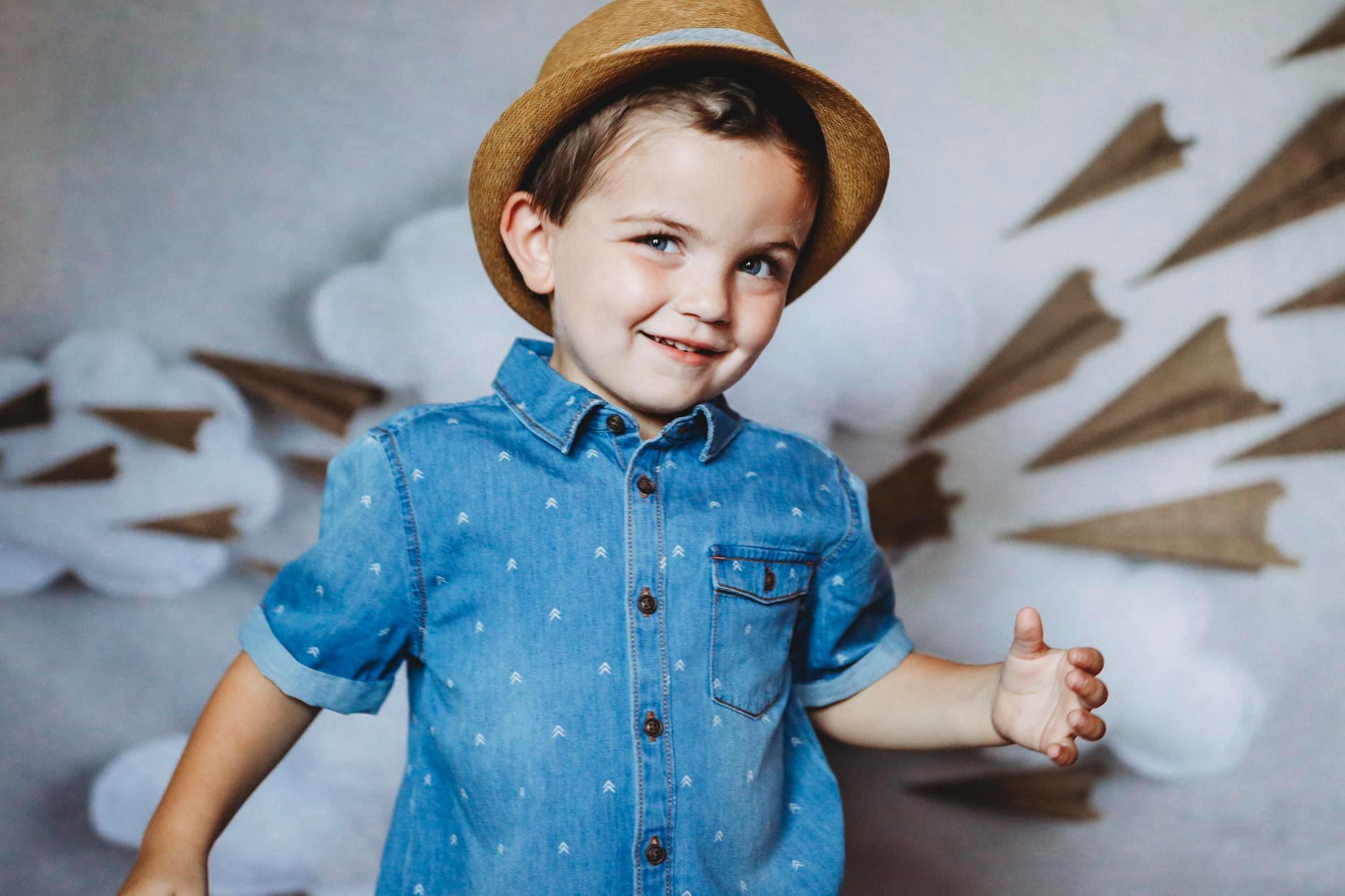Kate Paper Airplane with Clouds Children Backdrop for Photography Designed by Danette Kay Photography - Kate Backdrop AU