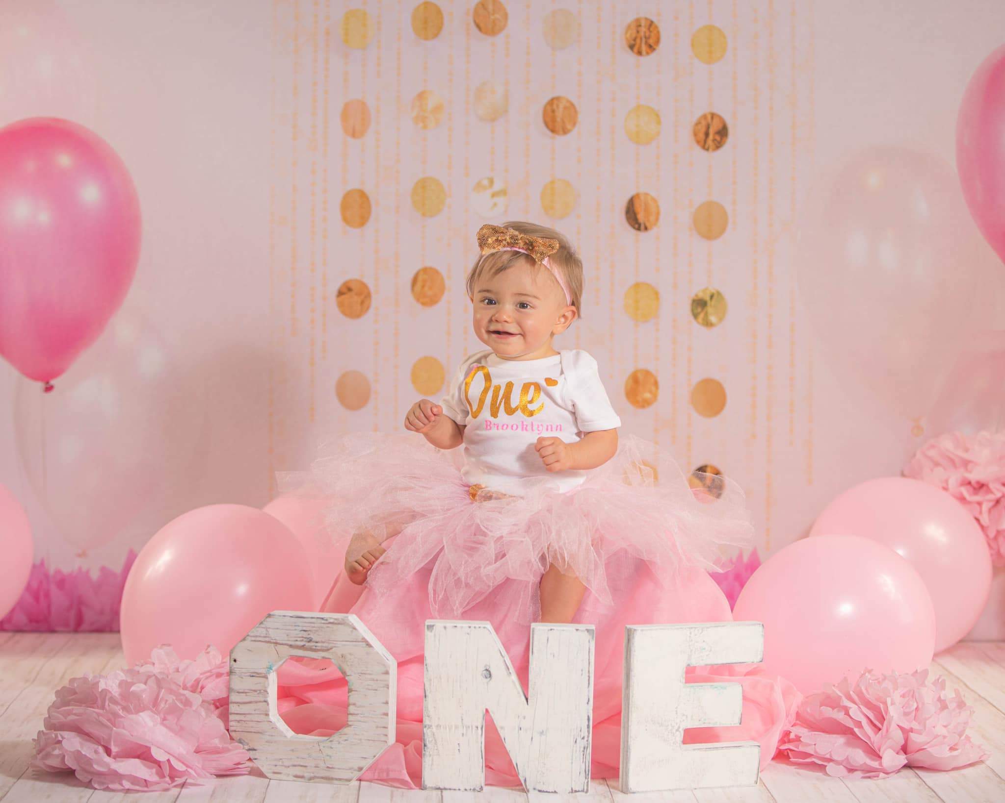 Kate Cake Smash with Balloons Pink Birthday Backdrop Designed By Jessica Evangeline photography - Kate Backdrop AU