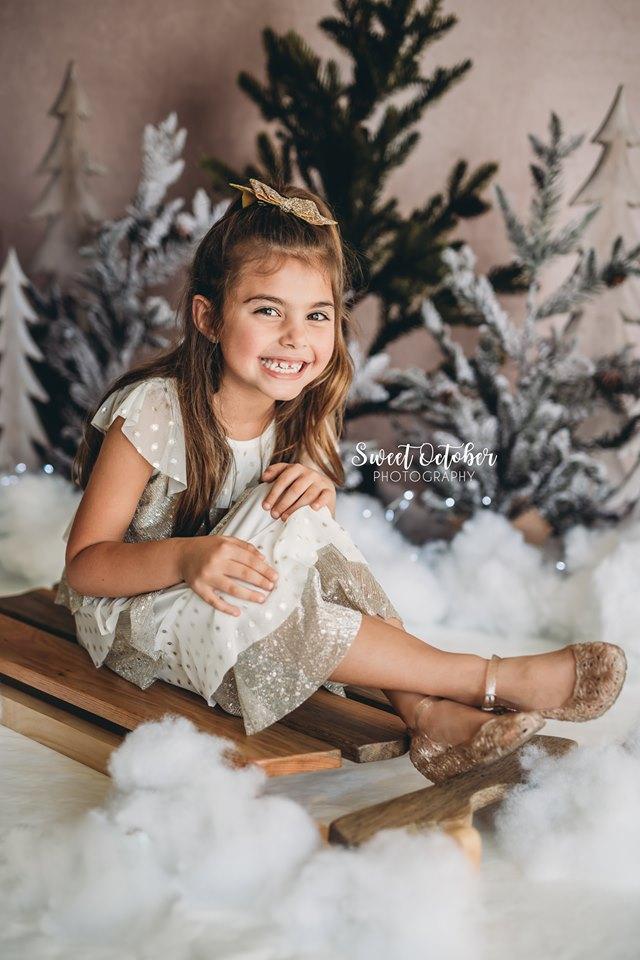 Kate Pine Trees in Snow Christmas Backdrop for Photography Designed By Mandy Ringe Photography