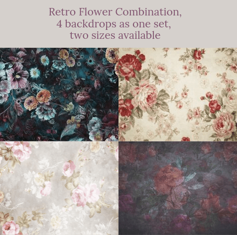 Retro Flower Combination Backdrops for Photography( 4 backdrops in total )AU