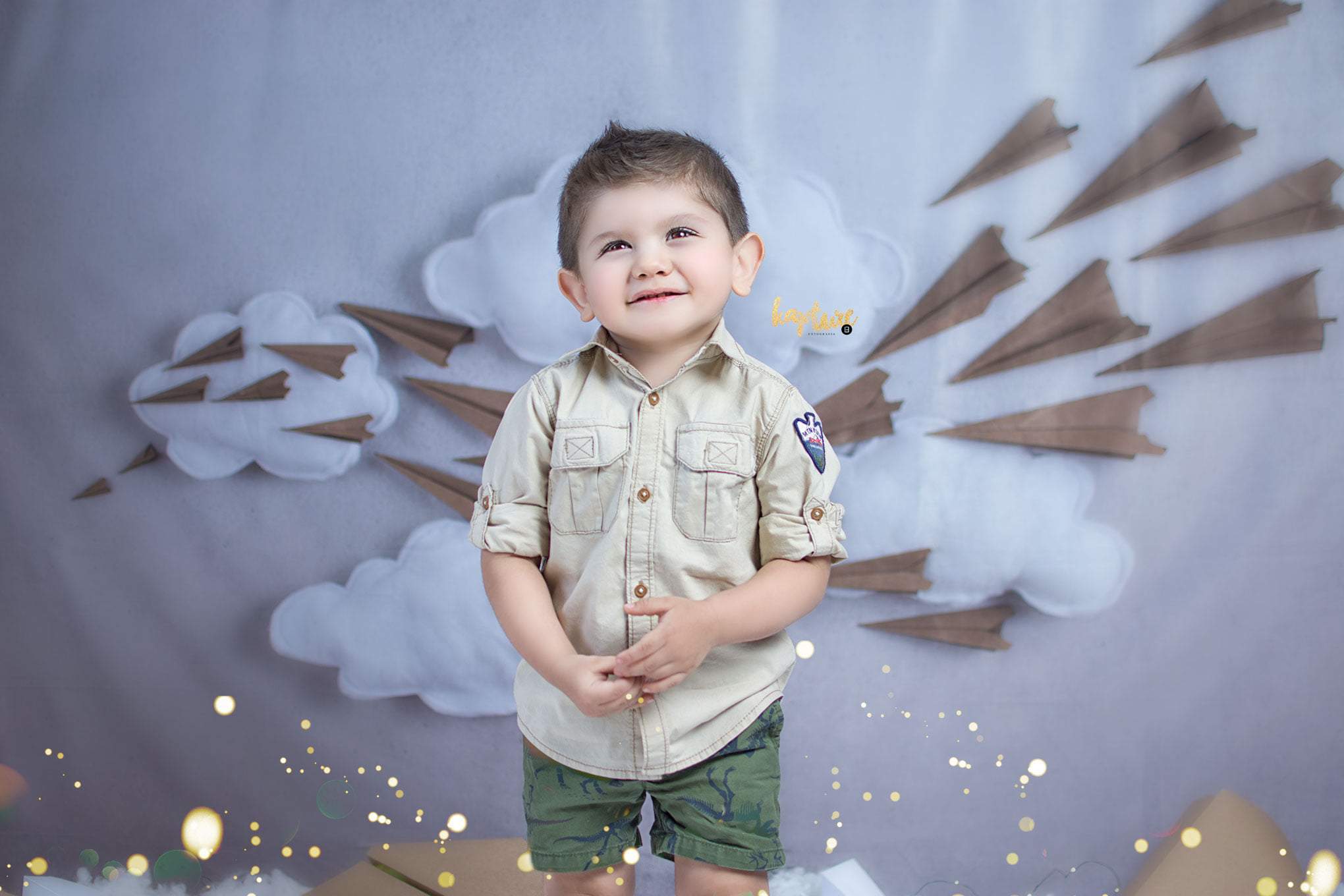 Kate Paper Airplane with Clouds Children Backdrop for Photography Designed by Danette Kay Photography - Kate Backdrop AU