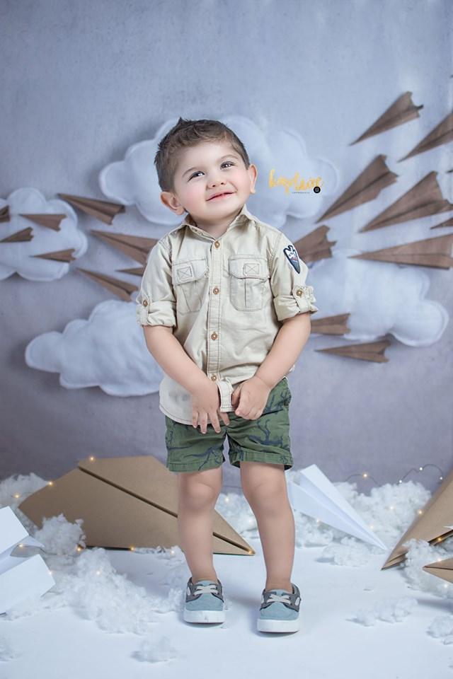 Kate Paper Airplane with Clouds Children Backdrop for Photography Designed by Danette Kay Photography - Kate Backdrop AU