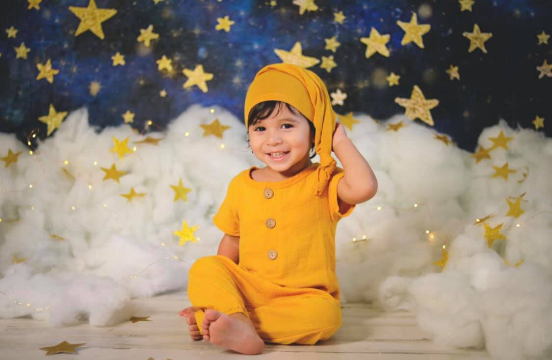 Kate Night Sky with Gold Stars Children Birthday Backdrop for Photography Designed by Mandy Ringe Photography - Kate Backdrop AU