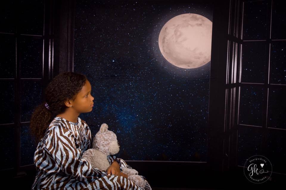 Kate Window Night with Moon and Star View Backdrop Designed By Jerry_Sina - Kate Backdrop AU