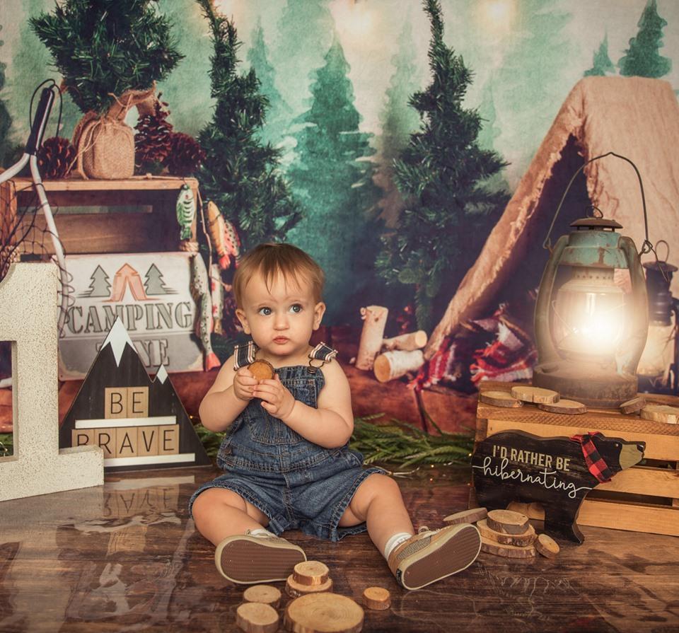 Kate Forest Camping Children Summer Backdrop for Photography Designed by Megan Leigh Photography