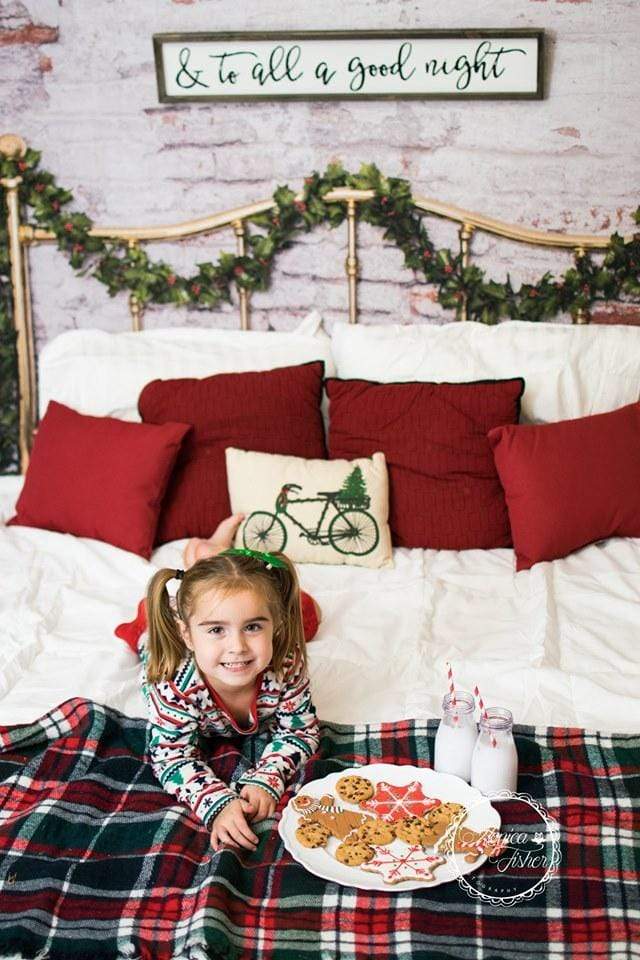 Kate Half Brass Bed with Ivy Headboard Brick Wall Backdrop Designed by Pine Park Collection - Kate Backdrop AU
