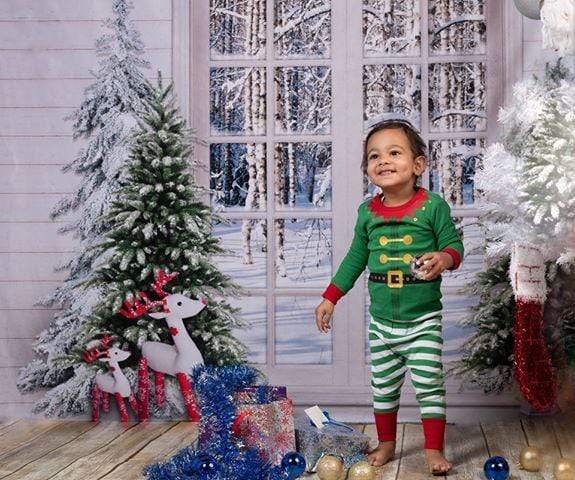 Kate Christmas Trees Window Snow View Backdrop Designed By Jerry_Sina - Kate Backdrop AU