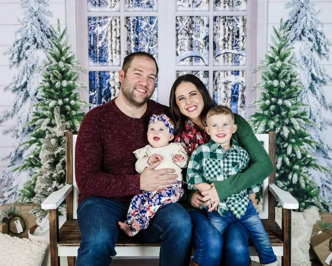 Kate Christmas Trees Window Snow View Backdrop Designed By Jerry_Sina - Kate Backdrop AU