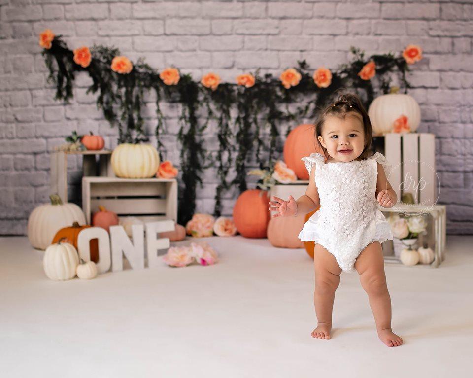 Kate Autumn Sweet as Pumpkin Pie Birthday Backdrops Designed by Arica Kirby
