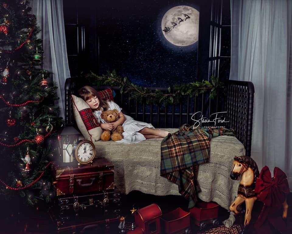 Kate Window Night with Moon and Star View Backdrop Designed By Jerry_Sina - Kate Backdrop AU